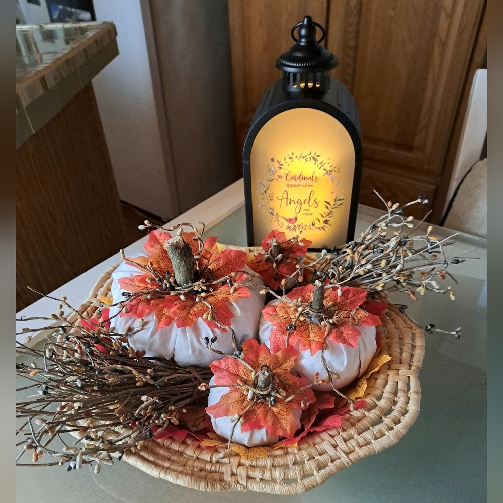 Pretty Pumpkin Decor Basket 15" Across Largest Pumpkin 20" Around